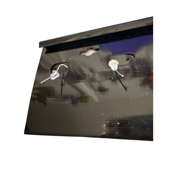 Handcrafted Sterling Silver Finish Art Glass Dangle Earrings Hook 2" New on Card - Picture 4 of 5